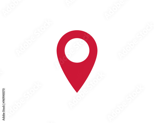 Red location marker on transparent background for mapping purposes