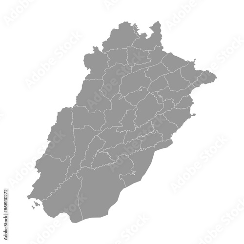 Punjab map with districts. Vector illustration.