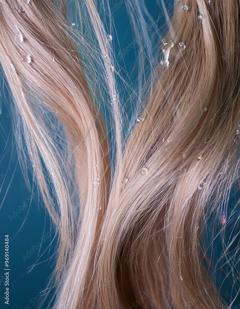 Naklejka premium a strait and smooth hair isolated on background for hair care with a shampoo and flowers