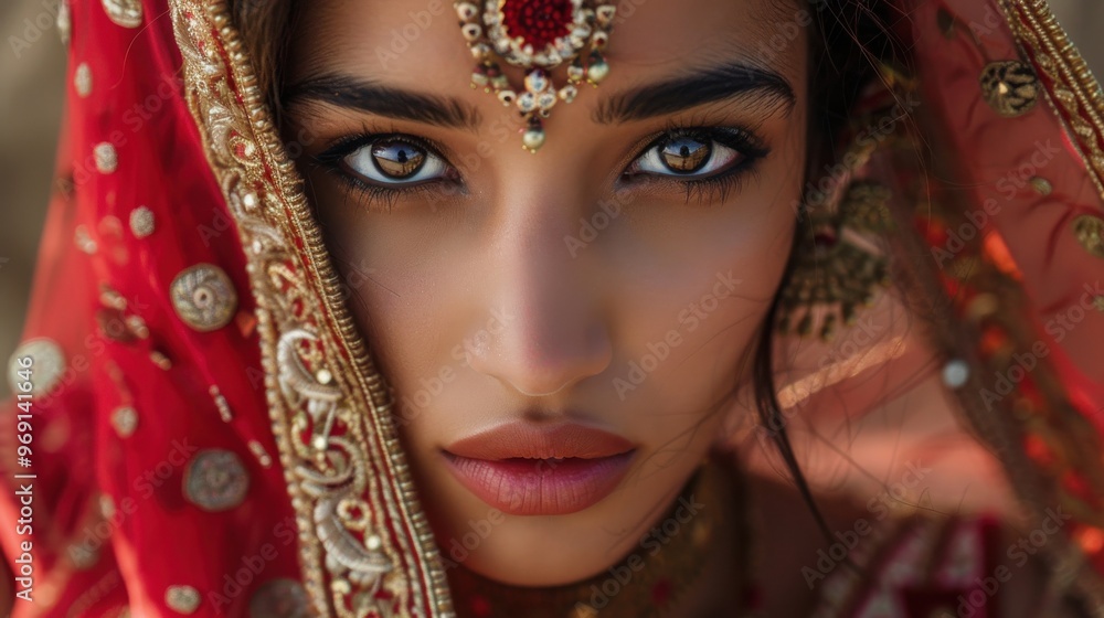 Fototapeta premium Chic Indian Fashion Model Displaying the Latest Couture Trends