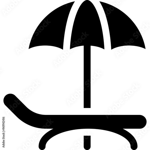 Simple vector icon beach umbrella, sun lounger