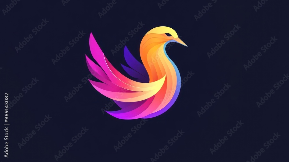 Obraz premium white swan on black background