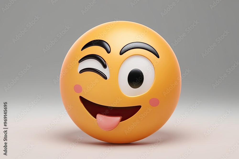 Fototapeta premium Adorable 3D Winking Emoji with Fun Playful Expression