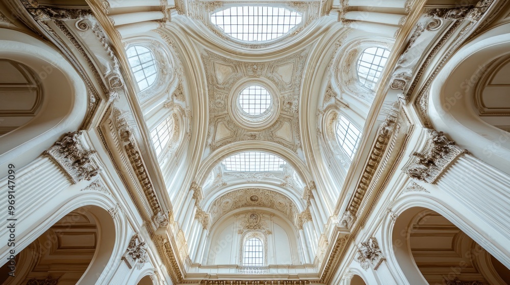 A grand architectural interior featuring intricate details and large windows. A grand architectural interior featuring intricate details and large windows.