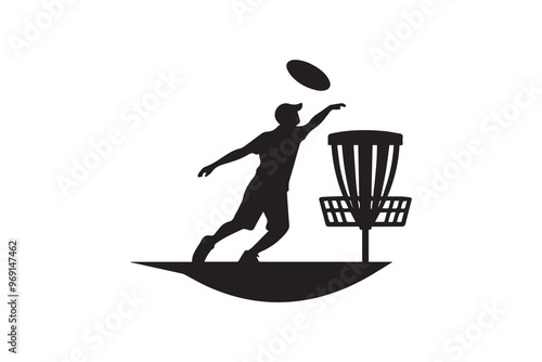 Disc golf vector silhouette illustration