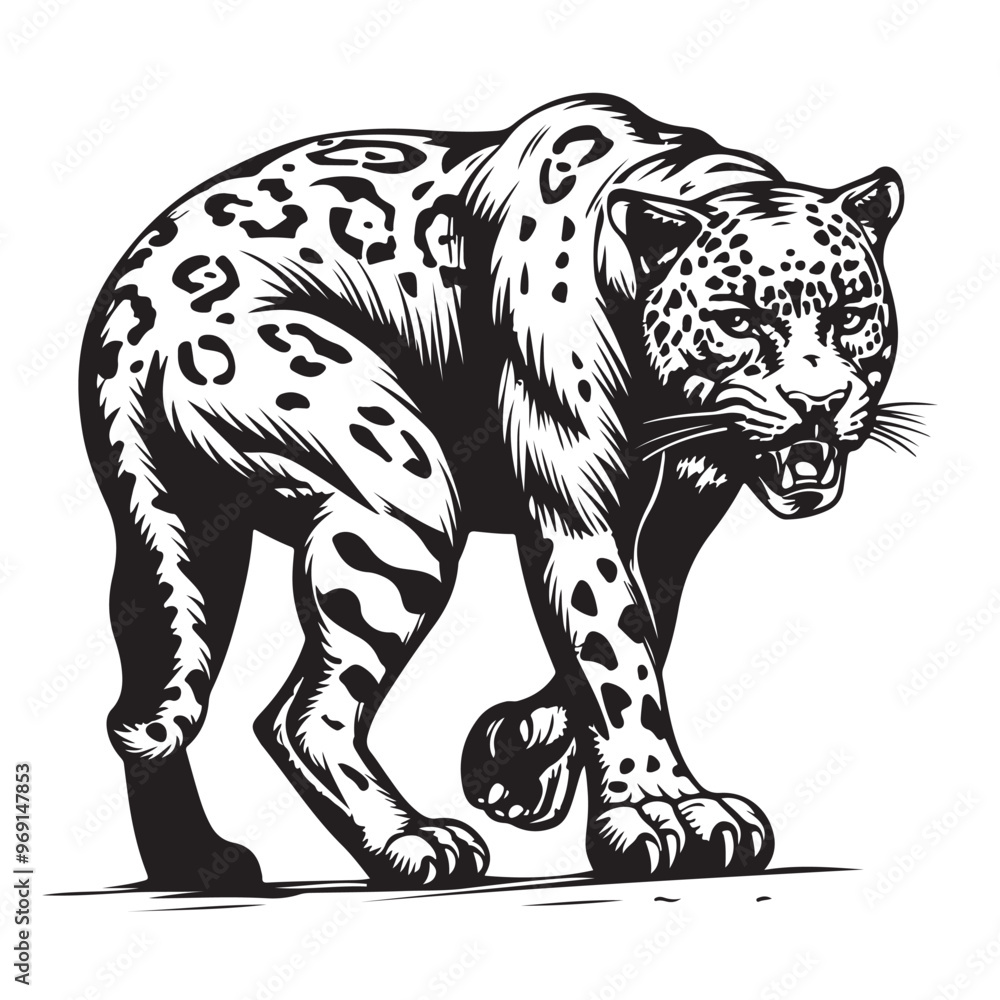 Jaguar vector illustration. Black and white of Jaguar image vector Jaguar vector illustration. Black and white of Jaguar image vector