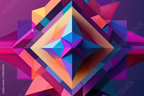 Dynamic 3D Geometric Shapes in Colorful Digital Art