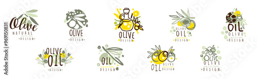 Olive Organic and Natural Product Original Design Vector Set