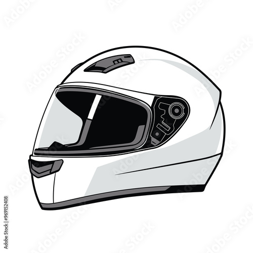 Motorcycle helmet, helmet for a motorist isolated on neutral background, vector illustration