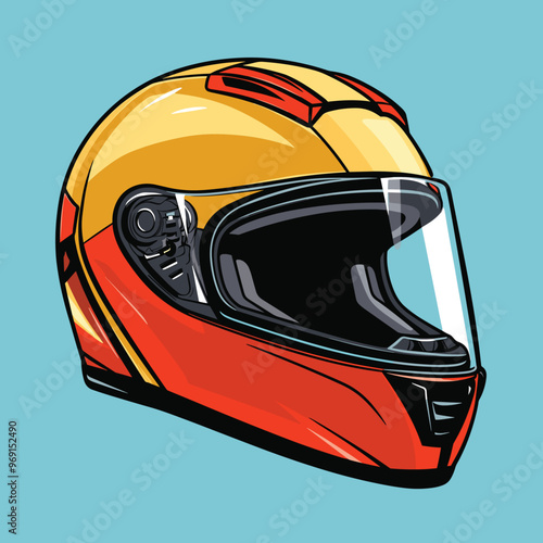 Motorcycle helmet, helmet for a motorist isolated on neutral background, vector illustration