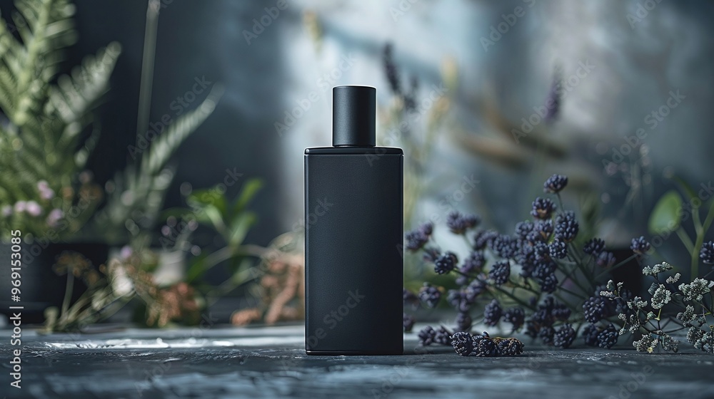 luxurious black packaging box for perfume featuring stylish design elements on a dramatic black smokey backdrop for a unique visual impact luxurious black packaging box for perfume featuring stylish design elements on a dramatic black smokey backdrop for a unique visual impact