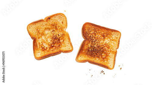 Delicious toasted bread pieces on transparent background