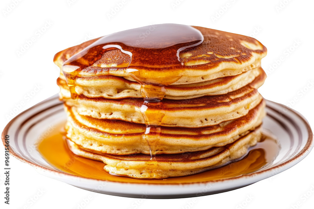 Pancakes drizzled with maple syrup on a transparent background Pancakes drizzled with maple syrup on a transparent background