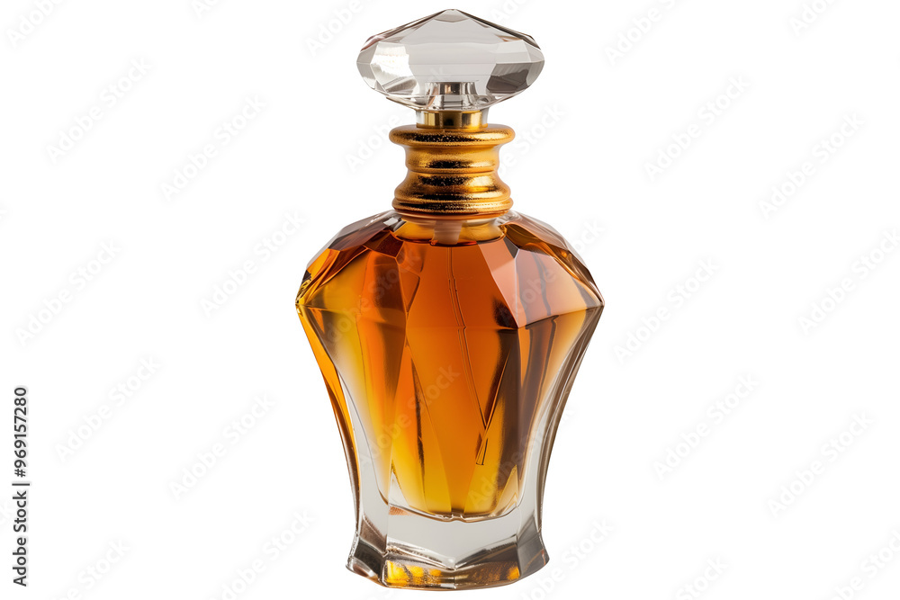 A bottle of perfume with a gold top A bottle of perfume with a gold top