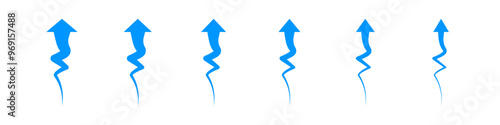 zigzag arrow  icon. zig-zag arrows up sign. symbol graph illustration for growth succes finance on business or market. set of zig zag blue arrows
