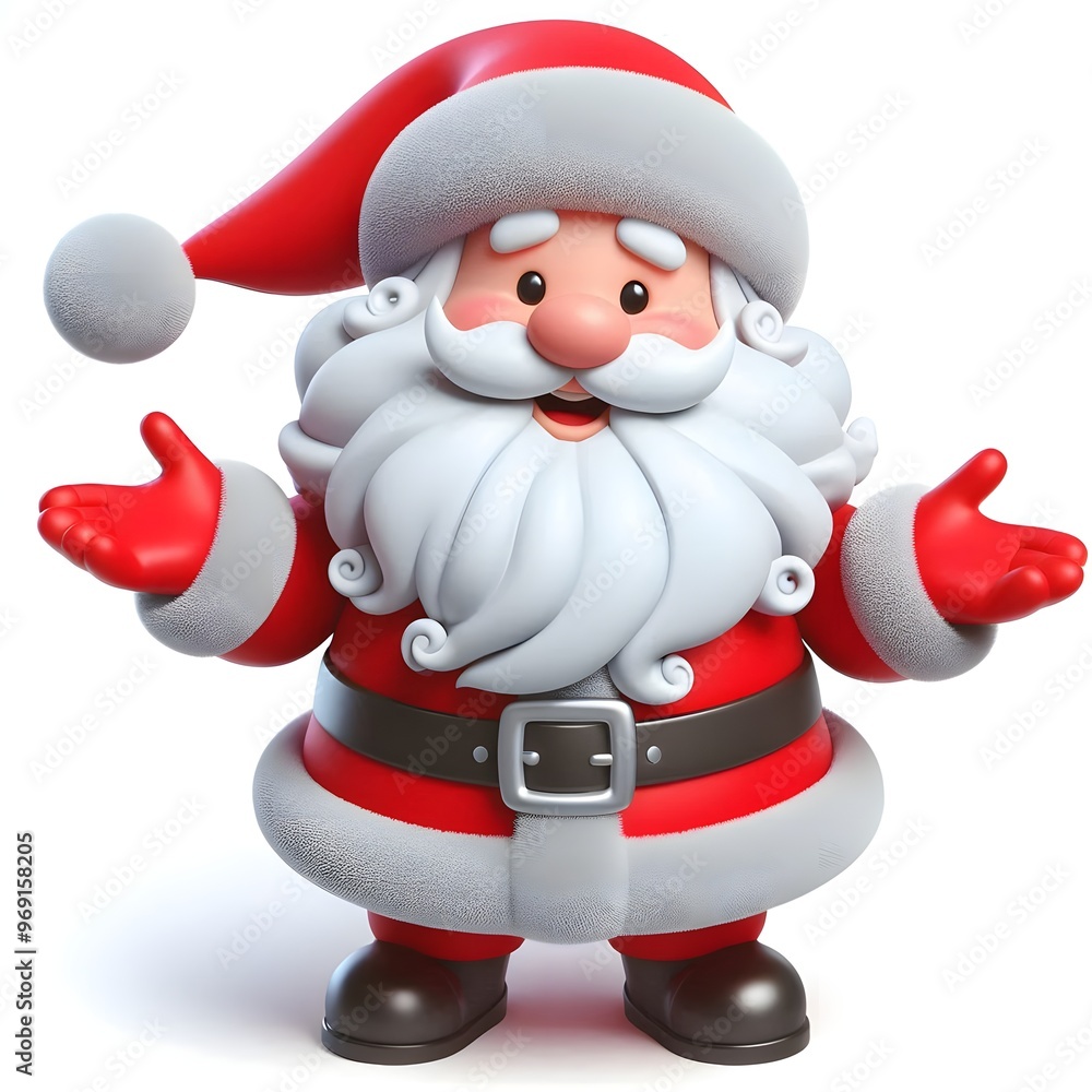 santa claus 3d character isolated on white background, christmas symbol santa claus 3d character isolated on white background, christmas symbol