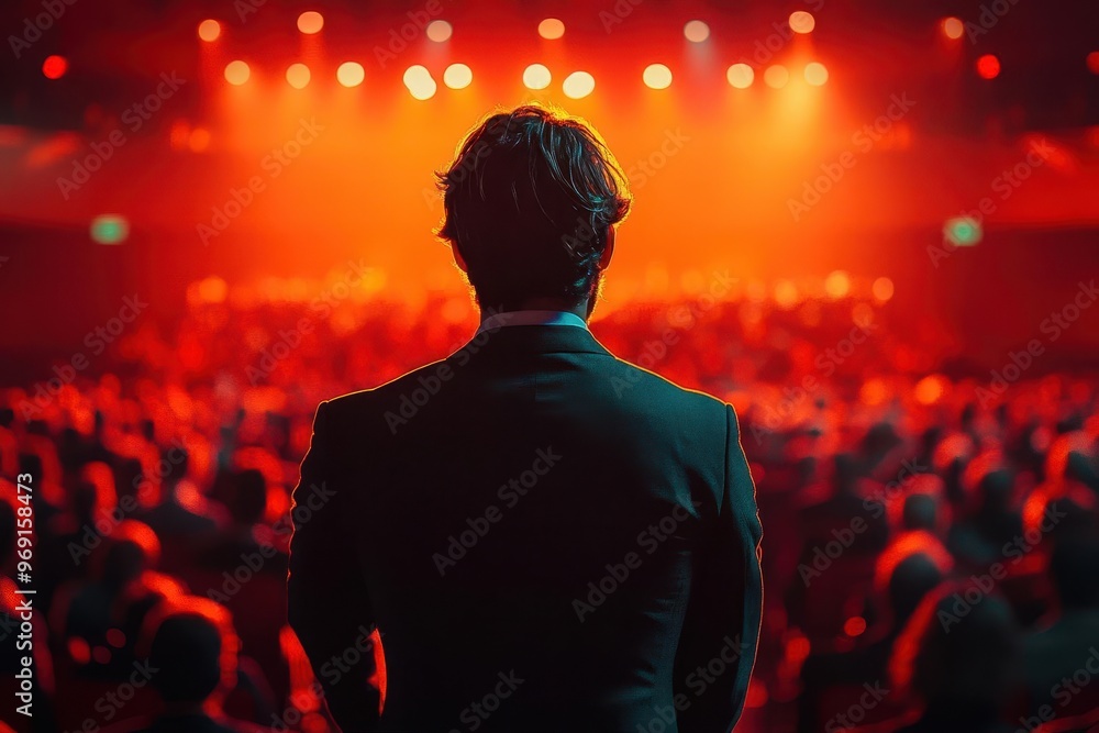charismatic orator addressing attentive crowd gesturing passionately on stage with dramatic lighting capturing essence of public speaking and leadership charismatic orator addressing attentive crowd gesturing passionately on stage with dramatic lighting capturing essence of public speaking and leadership