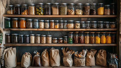 Wallpaper Mural High-Detail Image of a Zero-Waste Grocery Setup with Glass Jars and Bulk Foods Torontodigital.ca