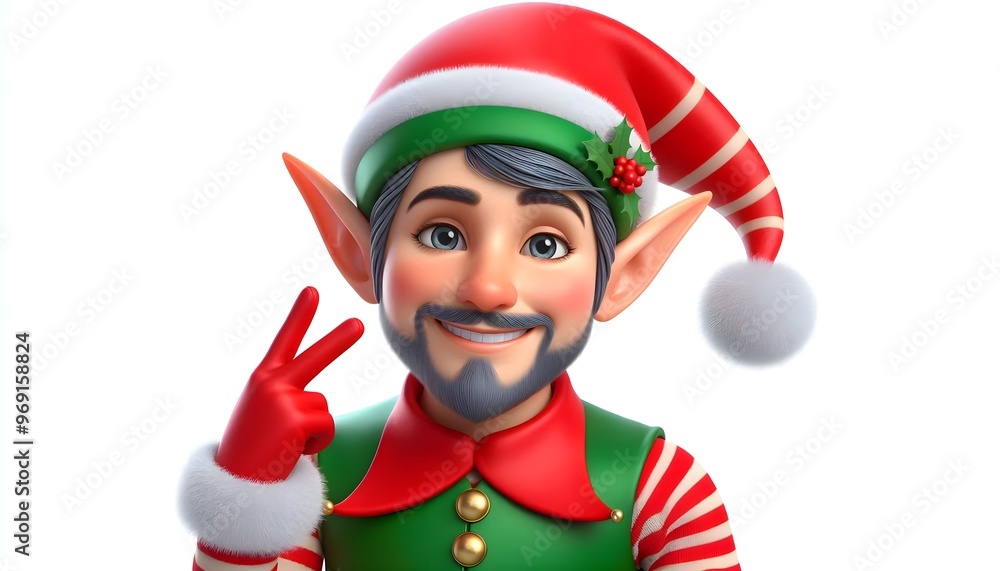 christmas elf, 3d character portrait, isolated on white christmas elf, 3d character portrait, isolated on white