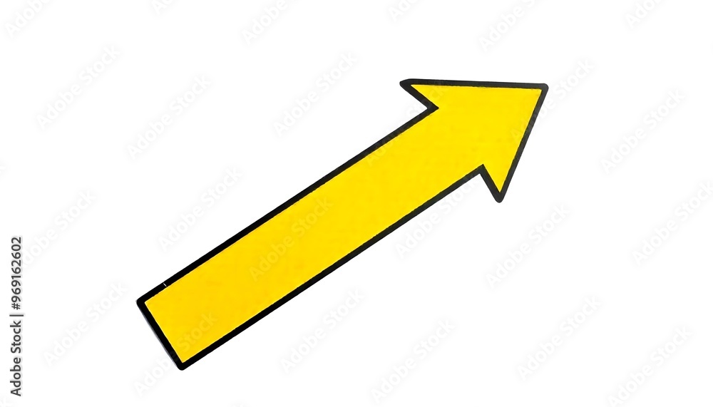Yellow arrow pointing diagonal on a white background Yellow arrow pointing diagonal on a white background