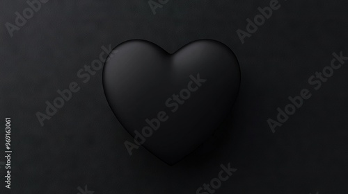  A heart-shaped object in black sits on a black wall next to another black wall with Love written beside it