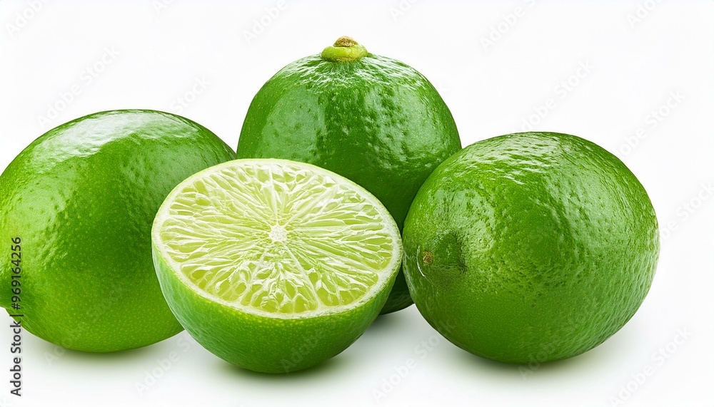 Fresh Green Limes Isolated on White Background Fresh Green Limes Isolated on White Background
