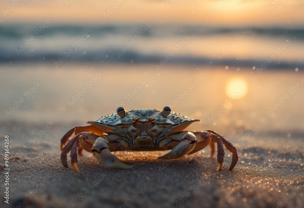 A crab on the beach , huge beautiful eyes A crab on the beach , huge beautiful eyes