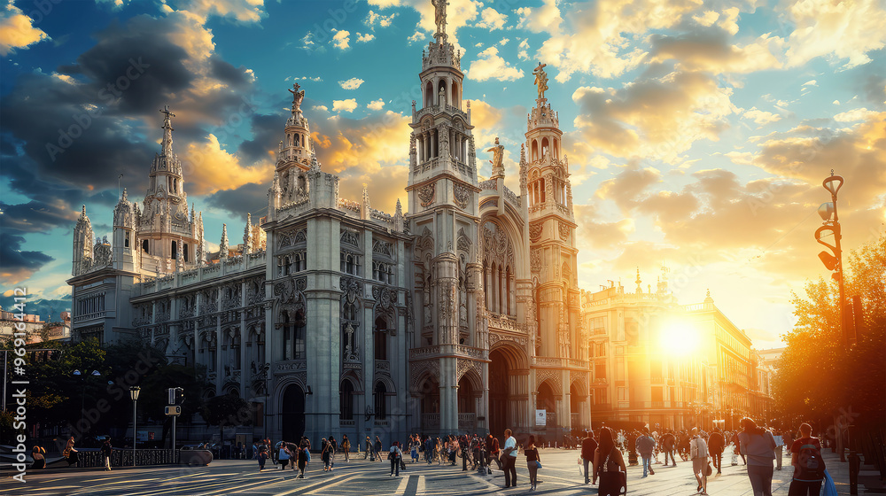 Naklejka premium cathedral of spain on background