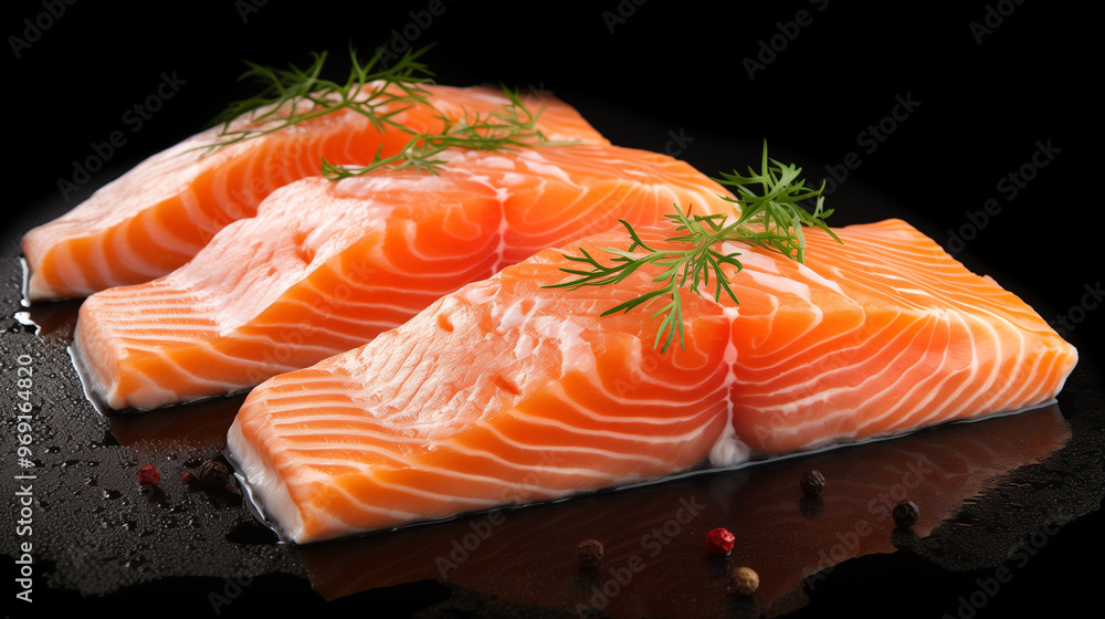 Close up Thick Salmon fillet slice for steak grill menu isolated on background, popular fish for with high protein and nutrients Close up Thick Salmon fillet slice for steak grill menu isolated on background, popular fish for with high protein and nutrients