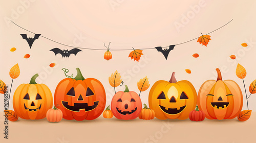 Playful Jack-O'-Lanterns and Halloween Decor