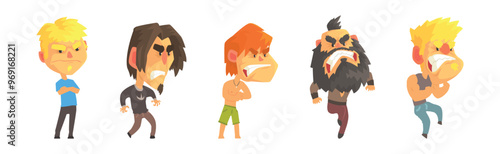 Angry and Exasperated Man Character Shouting and Yelling Vector Set