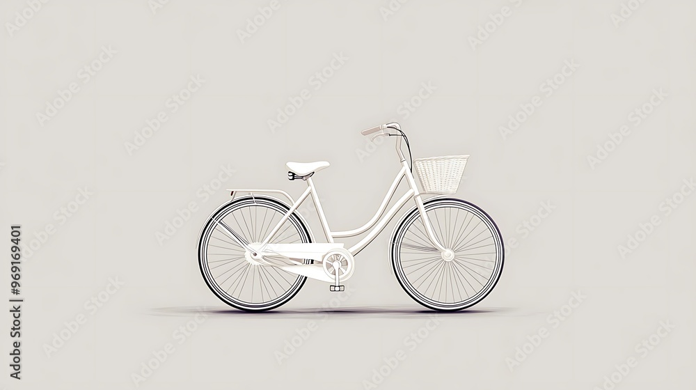 Vector art of a white bicycle on a light gray background with plenty of space for text or branding in a travel-related design. Vector art of a white bicycle on a light gray background with plenty of space for text or branding in a travel-related design.