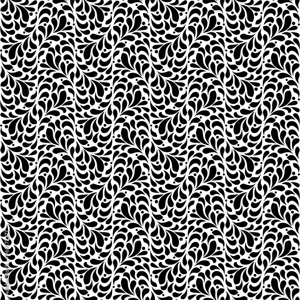 Fototapeta premium Flower pattern. Seamless white and black ornament. Graphic vector background. Ornament for fabric, wallpaper, packaging.