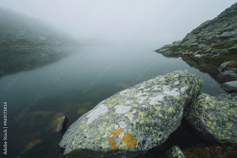 Stunning mountains with vibrant herbstlichen colors, a white canopy of snow, and a mysterious atmosphere Stunning mountains with vibrant herbstlichen colors, a white canopy of snow, and a mysterious atmosphere