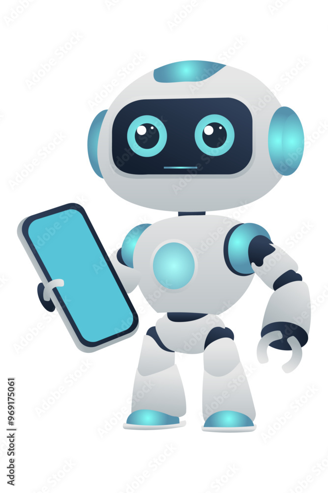Ai robot 3d with a phone, isolated on a white background. Ai robot 3d with a phone, isolated on a white background.