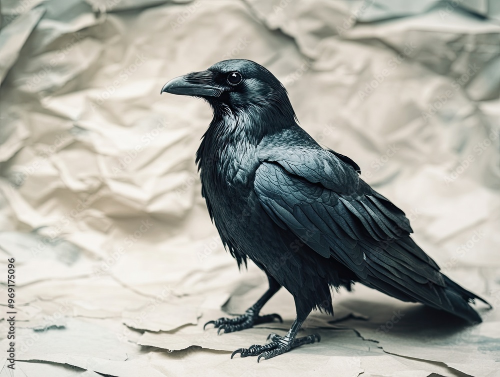Obraz premium raven isolated on paper background