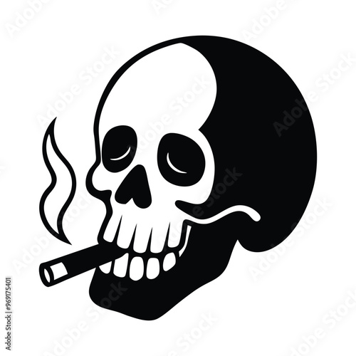 a skull with a skull and a cigarette in it