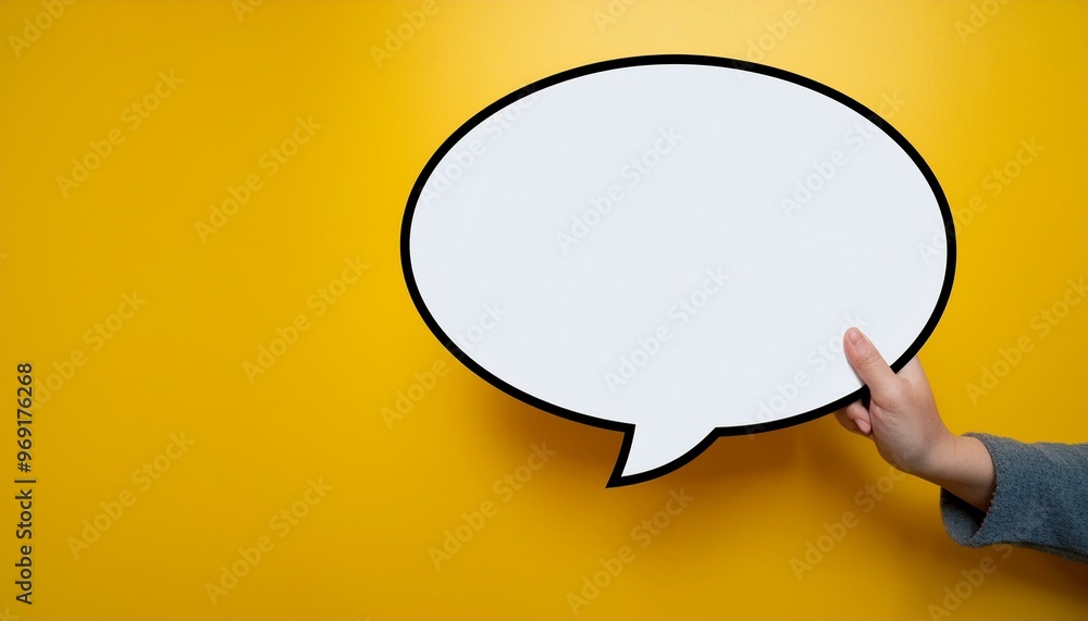 Speech bubble held by a hand illustration. Speech bubble held by a hand illustration.