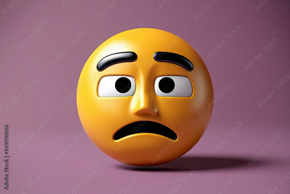 3D Anxious Face Emoticon Realistic Worried Expression Icon 3D Anxious Face Emoticon Realistic Worried Expression Icon