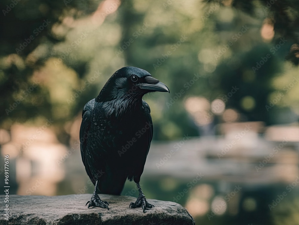Obraz premium raven isolated on summer background