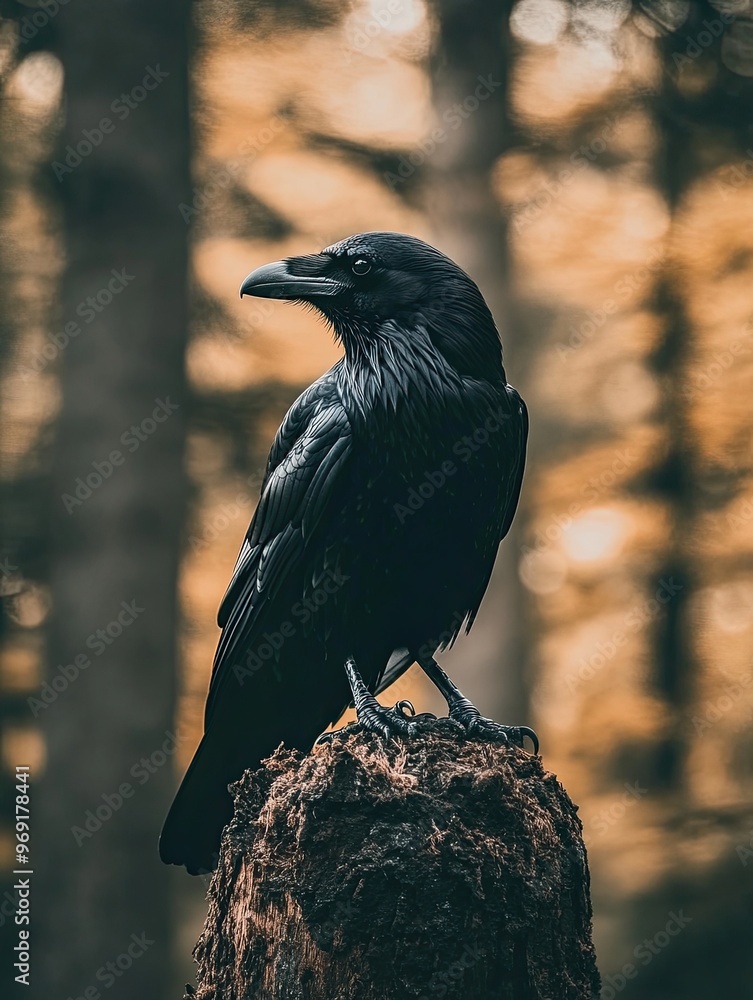 Fototapeta premium raven isolated on summer background