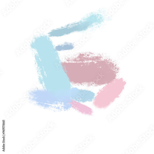 Pastel blue, red, pink artistic brushstroke stains