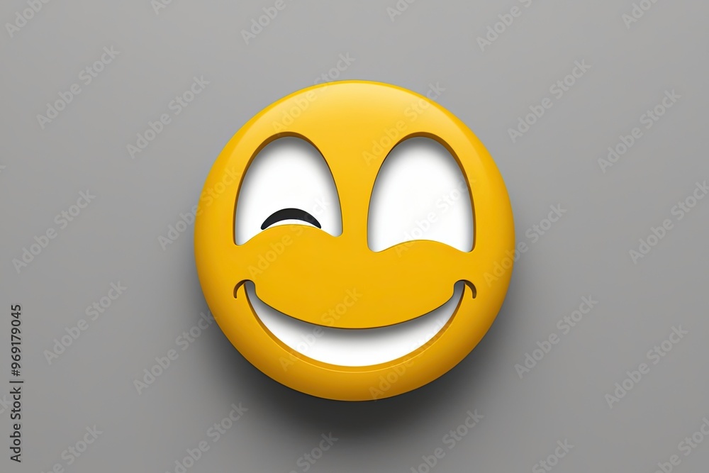 Fototapeta premium Playful 3D Winking Yellow Emoji Face Icon