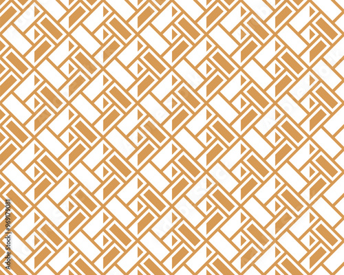 Abstract geometric pattern. A seamless vector background. White and golden ornament. Graphic modern pattern. Simple lattice graphic design