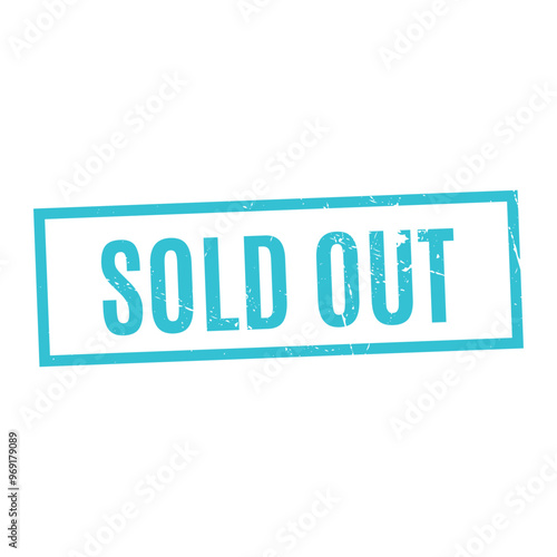 Bright blue sold out stamp isolated on a white background, symbolizing product unavailability for customers
