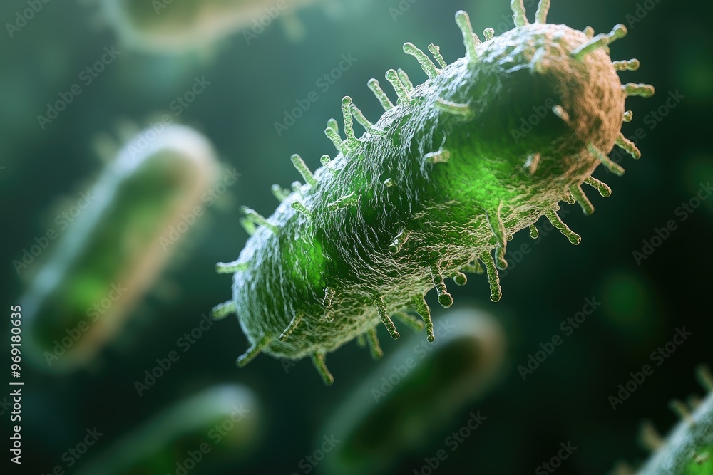 Fototapeta premium Microscopic view of bacteria cells multiplying and spreading