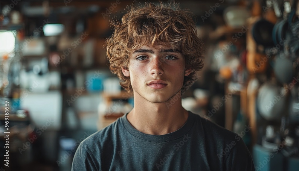 Obraz premium portrait of caucasian handsome teenager, closeup
