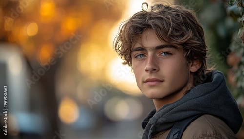 portrait of caucasian teenager outside