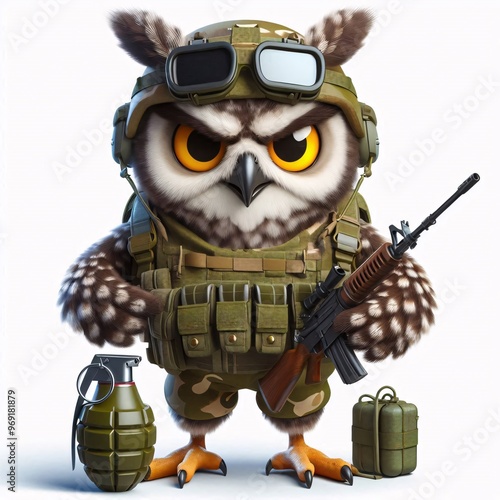 Animals in military clothes on a white background photo