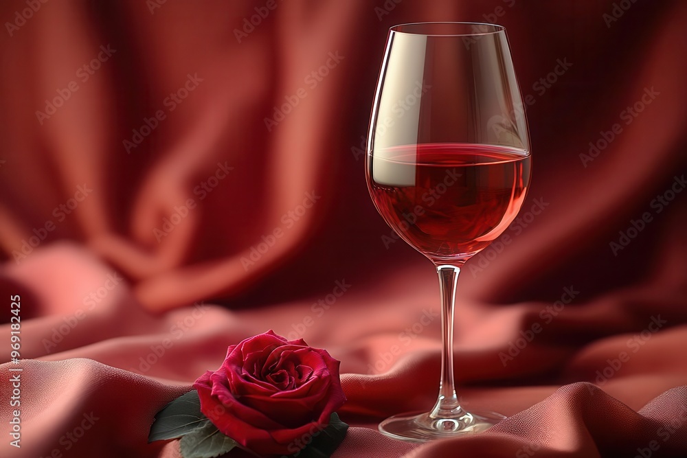 elegant stemmed glass filled with deep crimson wine captured from above soft focus background with subtle light reflections luxurious and refined atmosphere elegant stemmed glass filled with deep crimson wine captured from above soft focus background with subtle light reflections luxurious and refined atmosphere